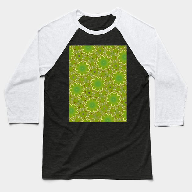 Lime Green Clover or Flower Looking Pattern - WelshDesignsTP003 Baseball T-Shirt by WelshDesigns